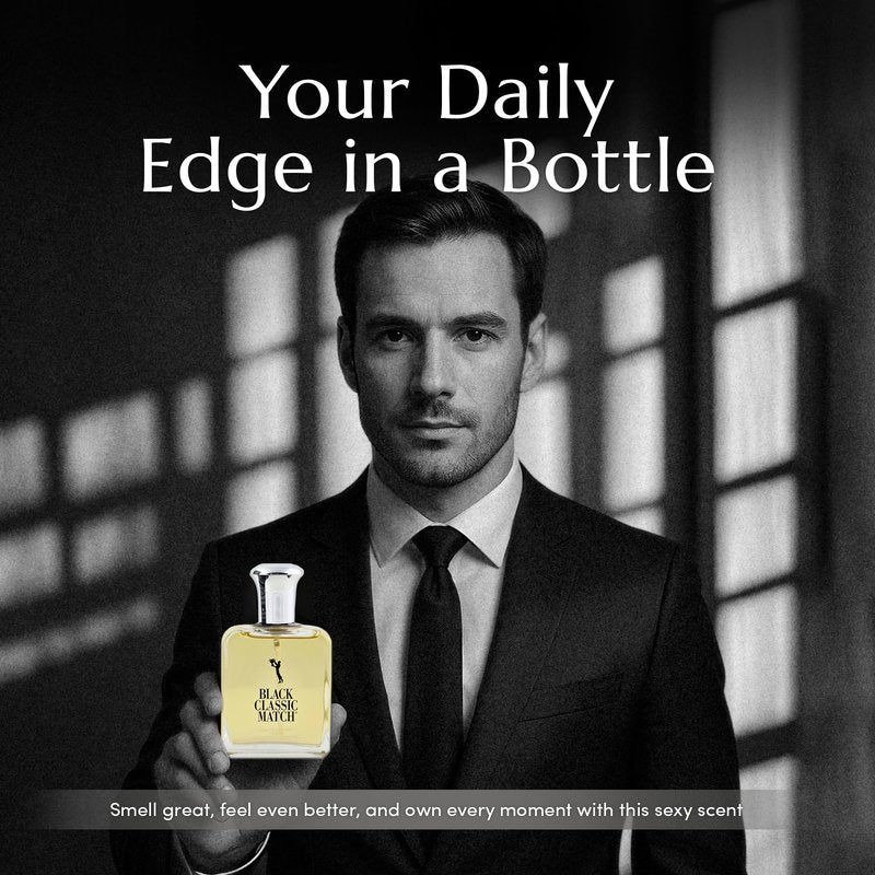 PB ParfumsBelcam Black Classic Match Eau De Toilette Spray for Men – 2.5 Fl. Oz Affordable, Long-Lasting Fresh Woody Fragrance with Leafy Green, Citrus, Sandalwood & Patchouli for Day & Night Use
