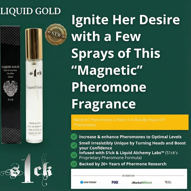 Liquid Gold Pheromone Cologne for Men - USA-Made Attraction Spray | Bold Strength Scent