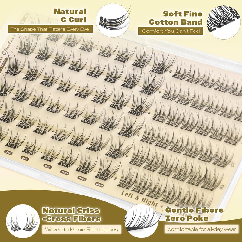 ALICE Wispy Natural Lash Clusters Invisible Band Eyelash Clusters Vegan DIY Eyelash Extensions Reusable Lightweight Lash Extensions for Daily No Makeup