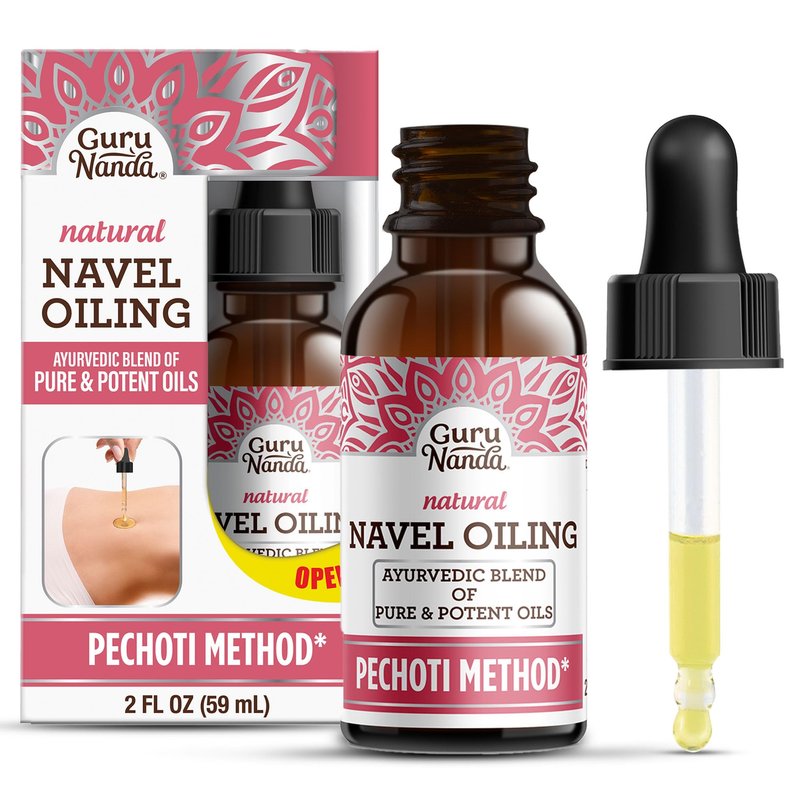 GuruNanda Navel Oiling – Ayurvedic Belly Button Oil with Castor, Neem & Vitamin E | Supports Digestion, Detox, Hydration & Stress Relief | 100% Natural & Pure | 2 fl oz