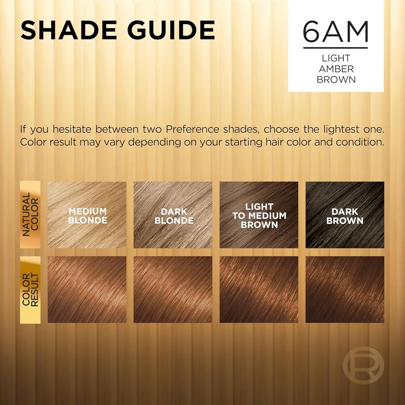 L'Oreal Paris Hair Color - Superior Preference Luminous Fade-Defying Dye, 6AM Light Amber Brown, 2 Kits