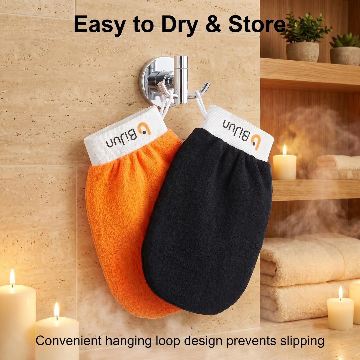 BiJun Exfoliating Glove Moroccan Kessa Scrub Exfoliating Gloves Deep Exfoliating Mitt Body Scrub Premium Scrub Wash Mitt Body Skincare at Home Shower or Bath Exfoliating Mitts for Dead Skin Remover