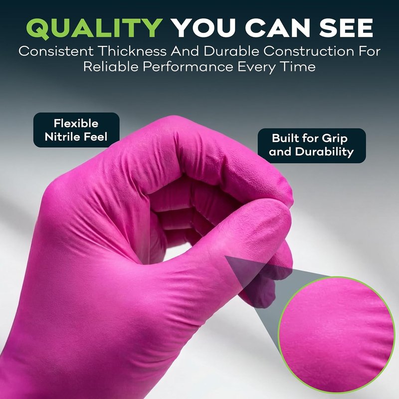 Fuchsia Hot Pink Nitrile Disposable Gloves - 3 Mil Medical Exam | Powder & Latex Free