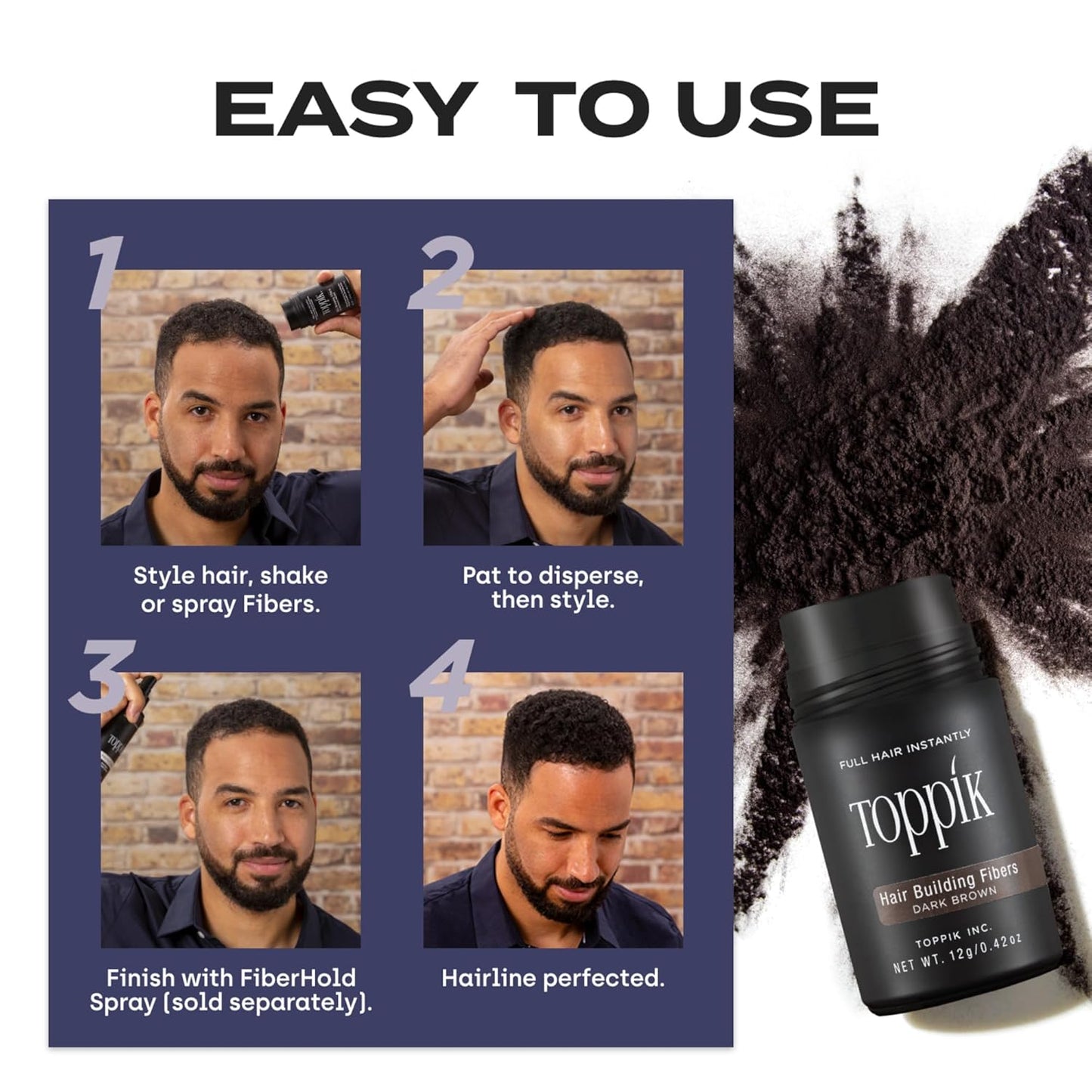 Toppik Hair Building Fibers - Instantly Thicker, Fuller Hair | 9 Shades Available in 4 Sizes