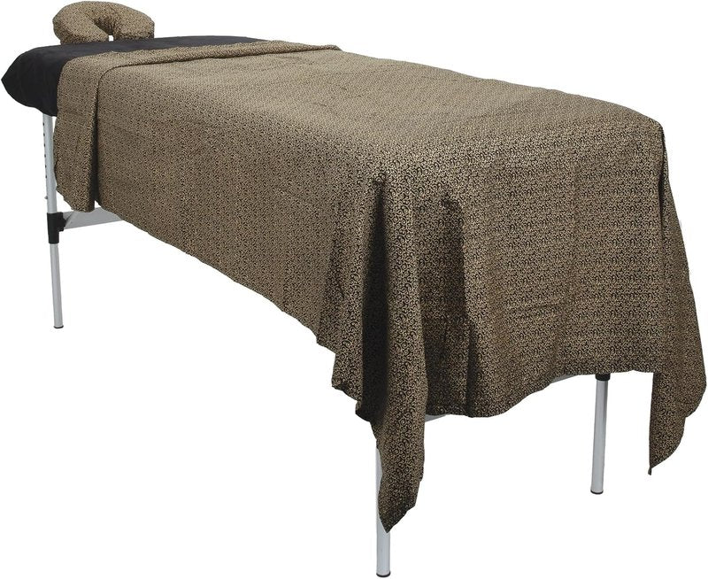 ForPro Premium Microfiber 3-Piece Massage Sheet Set - Golden Swirl & Black Fitted Sheet