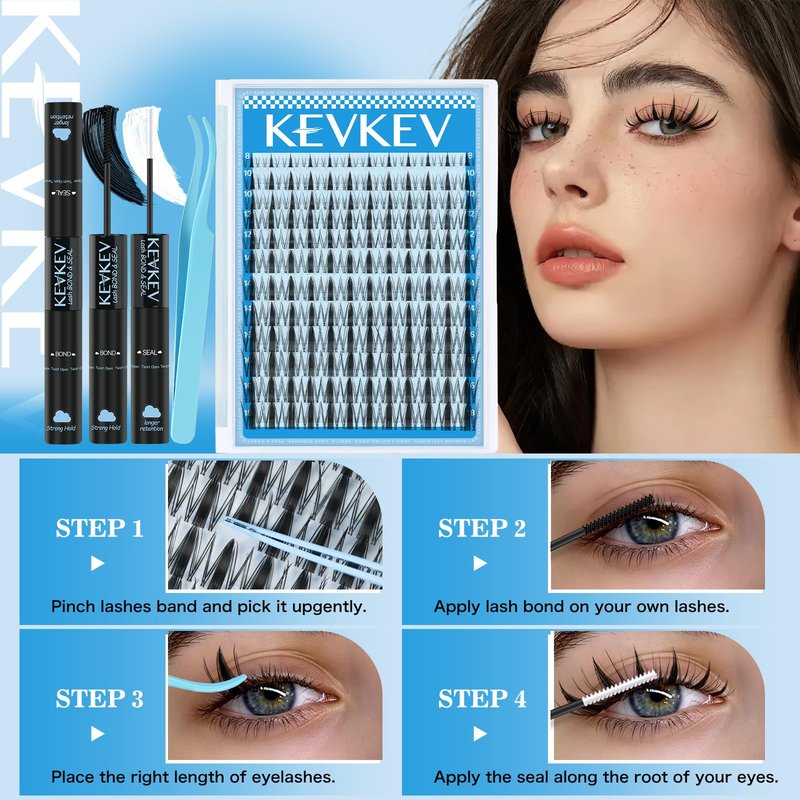 Fairy Lash Clusters Kit Manga Lash Extension Kit Invisible Band Anime Spiky Lash Clusters Eyelash Clusters Kit with Lash Bond and Seal(Fairy Kit-8-18mix)
