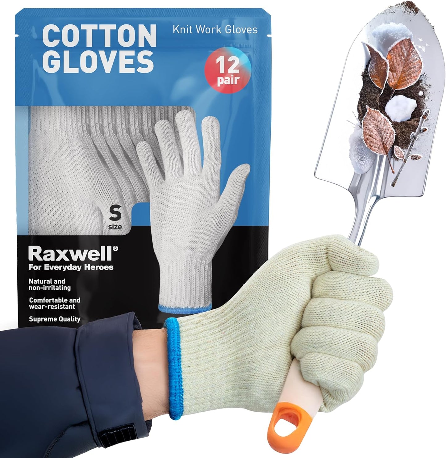 White Cotton Work Gloves - Premium Knit 12 Pairs for BBQ, Painting, Gardening | Durable Small Size