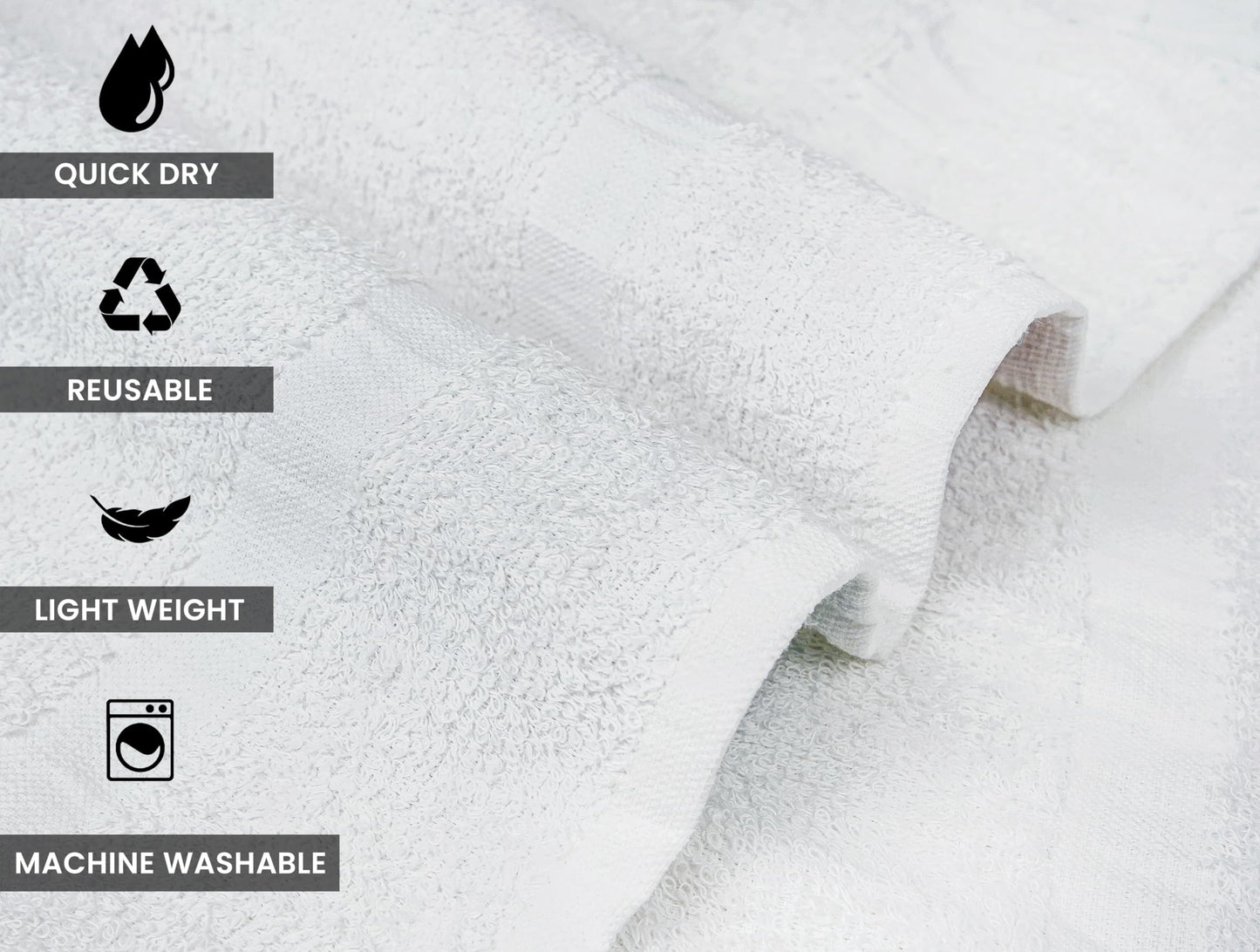 ZUPERIA White Bath Towels Bulk 12 Pack (22 x 44 Inches) - 100% Cotton Economy Light Weight Towels for Commercial Use - Quick Dry, Ultra-Soft, and Absorbent Bulk Towels