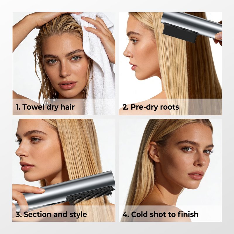 Hair Straightener 3 in 1 Wet to Dry High-Speed Airflow, Air Straightener Hair Dryer 2 Interchangeable Tool, No Heat Damage LCD Display Auto Shut-Off for All Hair Types