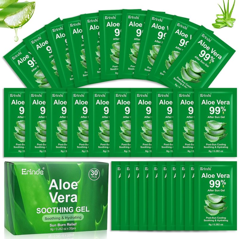 Aloe Vera Gel Travel Size 30 Pack | 99% Pure Soothing Hydration for Face, Hair & Body