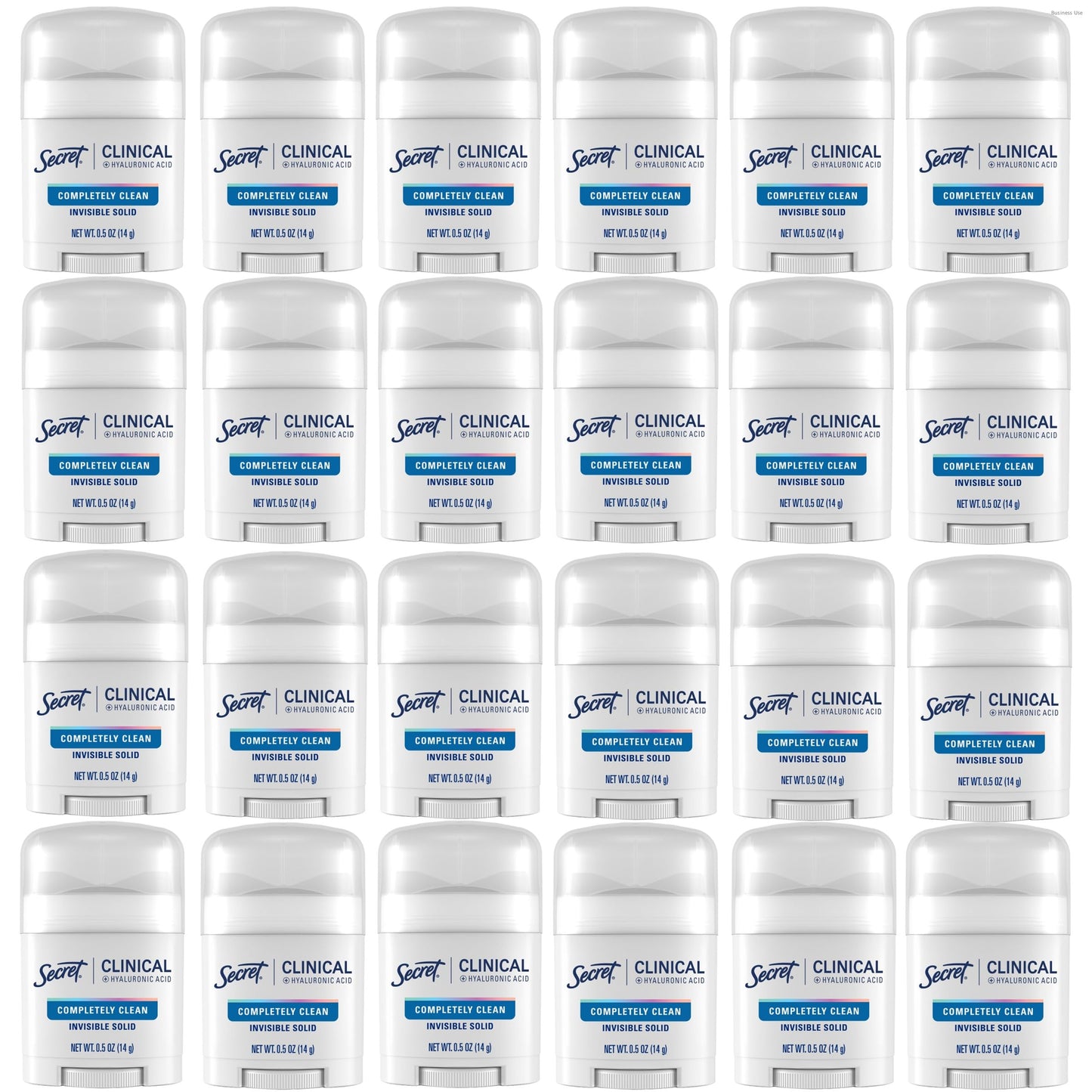 Secret Clinical Strength 100HR Sweat & Odor, Invisible Solid Antiperspirant & Deodorant for Women, 3X Stress Protection with Hyaluronic Acid, PH Balanced, Completely Clean Scent, 0.5 oz (Pack of 24)