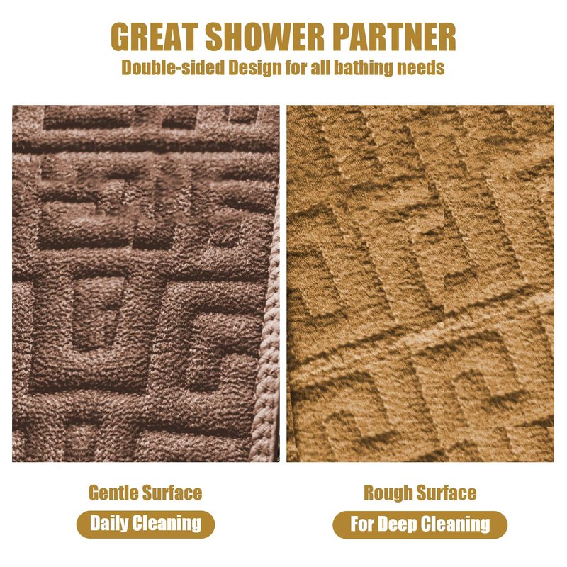 Back Scrubber with Handles, 38 Inches Exfoliating Shower Towel Body Scrubber for Men Women, Double-Sided Back Exfoliator Body Cleaner to Scrub Your Skin, Back Washer for Shower, Bath Scrubber for Body