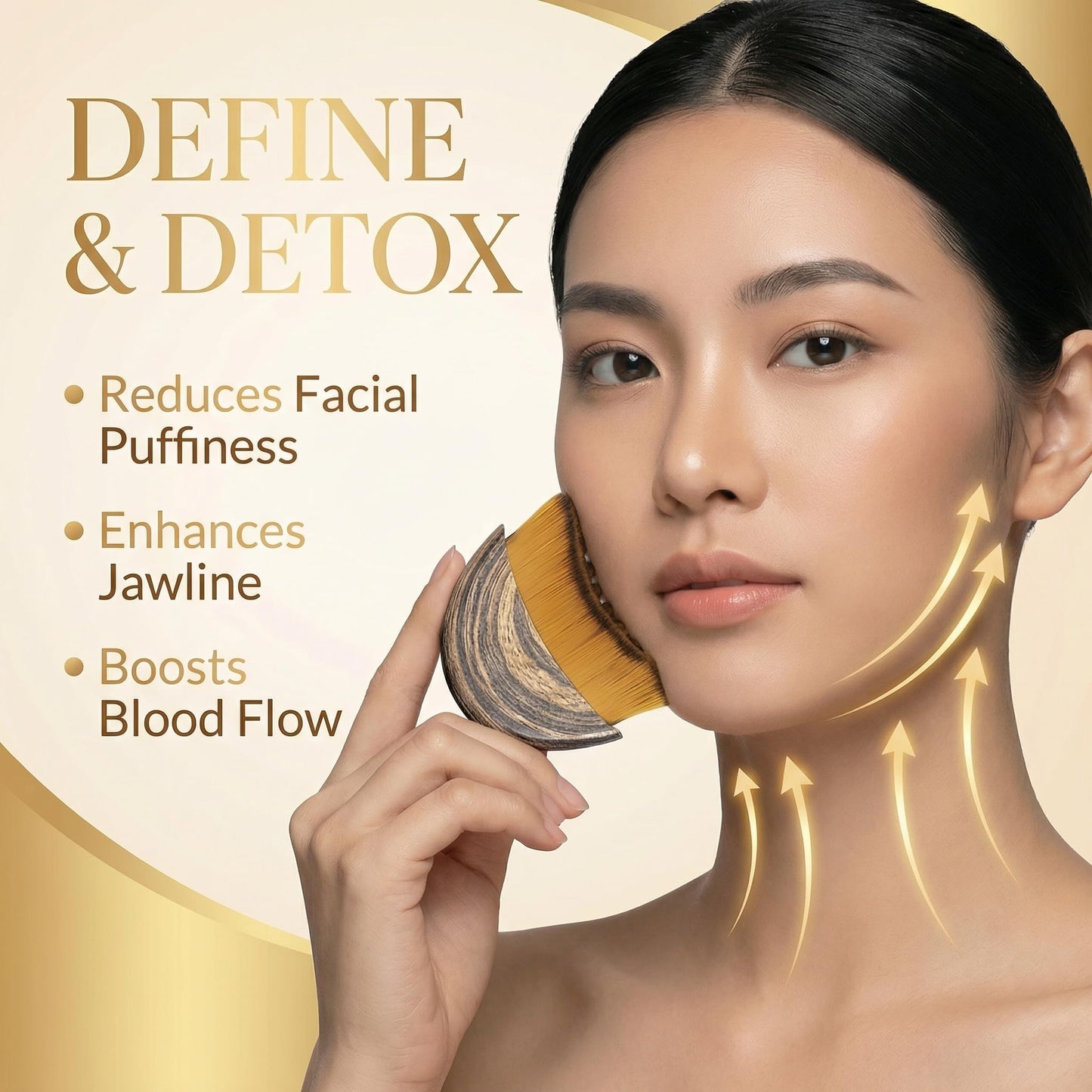 Brenza Lymphatic Contour Face Brush – Facial Sculpting Tool for Lymphatic Drainage & Depuffing, Face Massager for Jawline Definition, Facial Dry Brush Skincare Tool