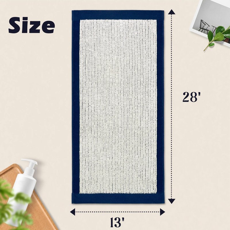 Cleanbear Hand Towels for Bathroom Set of 4, Jacquard Weave Bath Hand Towels, 28 x 13 Inches, Navy-Blue