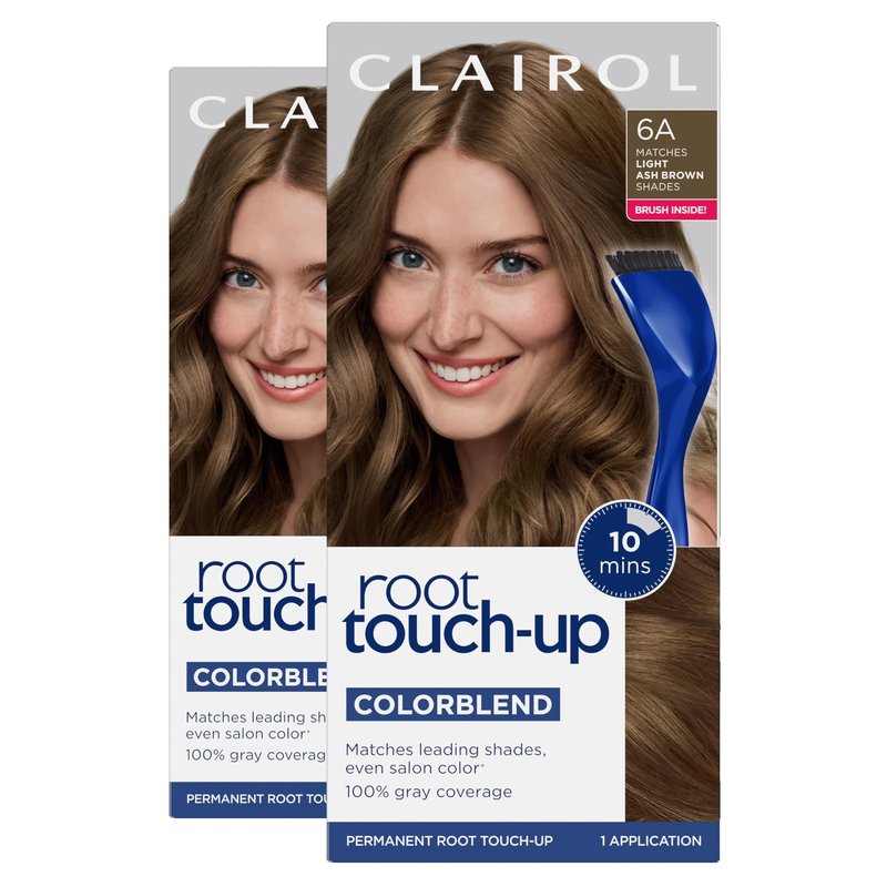 Clairol Root Touch-Up by Nice'n Easy Permanent Hair Dye, 6A Light Ash Brown Hair Color | 100% Gray Coverage | Easy Brush Application | Matches Professional Salon Shades | Pack of 2