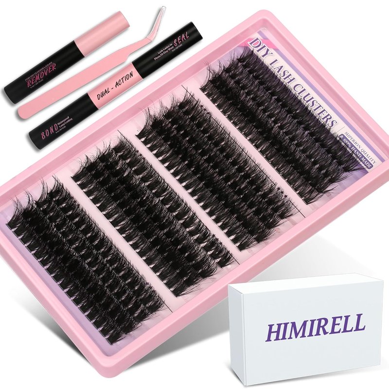 Skiennix 280Pcs Wispy Lash Clusters Kit - 60D to 120D D Curl Individual Lashes, 8-16mm DIY Extensions with Bond & Seal, Tweezers Included