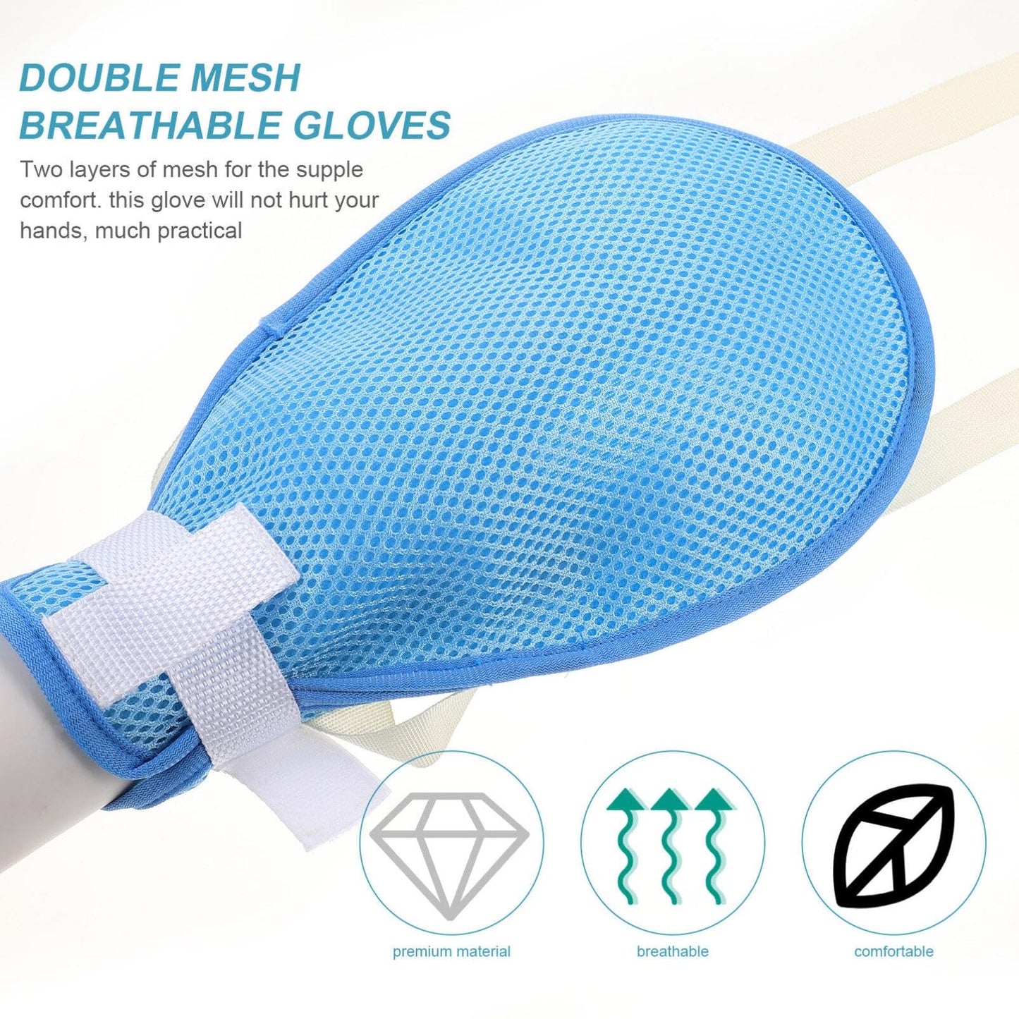 GLEAVI 1pcs Dementia Restraint Glove: Finger Control Mitt Safety Hand Gloves Hand Restraint Mitts Anti-Scratch Dementia Products for Patients Elderly Blue