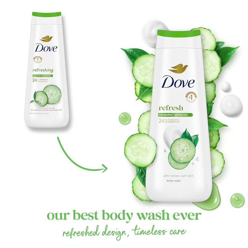 Dove Body Wash - Refreshing Cucumber & Green Tea Cleanser | 24-Hour Moisturizing, 20 oz