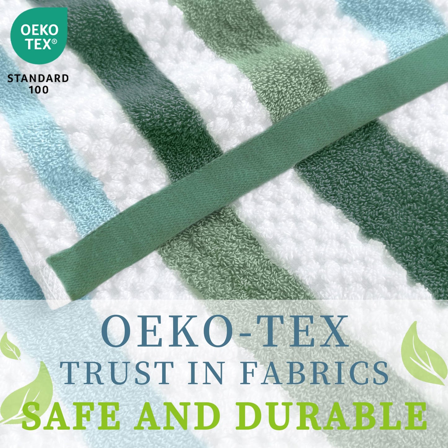 Waffle Hand Towels for Bathroom, Hand Towel Set of 4, 16"x27" - 100% Cotton | Quick Dry | Thick | Soft | Absorb | Lightweight, Striped Bathroom Hand Towels Decorative Set, Green Stripe + White Checker