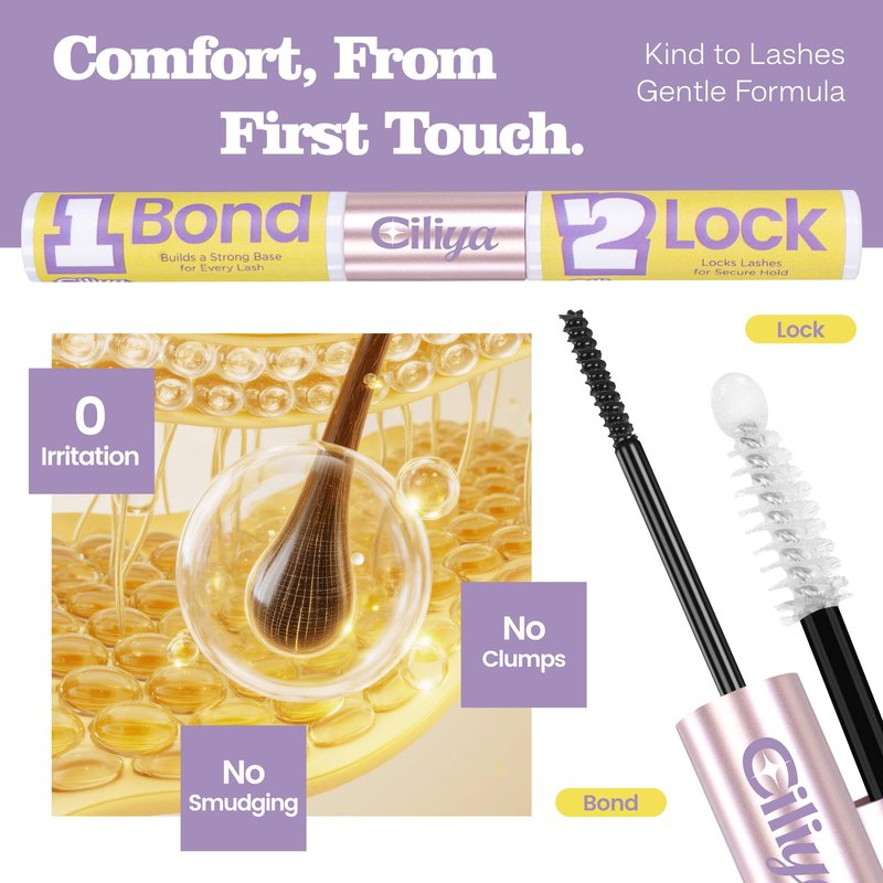 CILIYA Lash Cluster Glue, Lash Bond and Seal Waterproof, Bond & Seal Eyelash Glue for Clusters, Eyelash Adhesive Black Long-Lasting 72H, Latex-Free