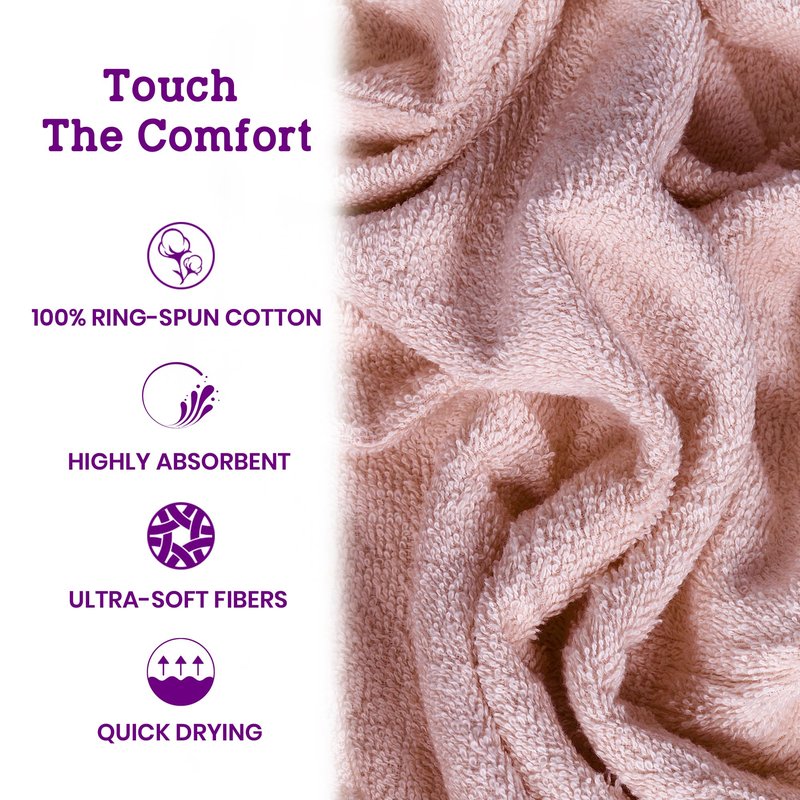 Casa Lino Face Towels & Body Wash Cloths for Bathroom - 100% Cotton Wash Cloths for Hotel - Highly Absorbent & Quick Drying Washcloth Set - Cotton Washclothes 24 Pack, 12" x 12" - Blush Pink