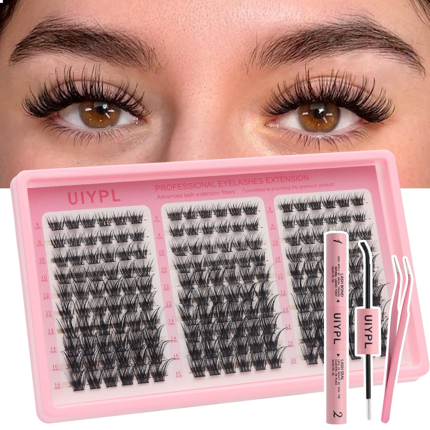 UIYPL Lash Clusters Kit-Cluster Eyelash Extensions. Eyelash Extension Kit. Volume Lash Clusters. Pro Lash. False Eyelashes & Adhesivesc. (ZH03 kit 180pcs)