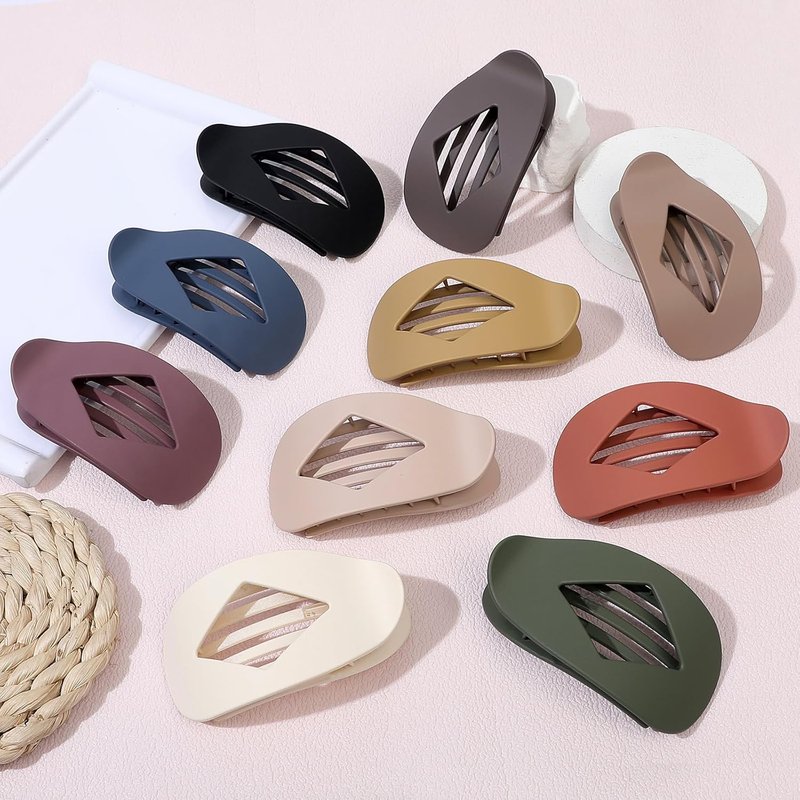 Flat Hair Clips for Women - 10 PCS Large Matte Rectangle No-Slip Claw Clips | Strong Hold for Thick & Thin Hair