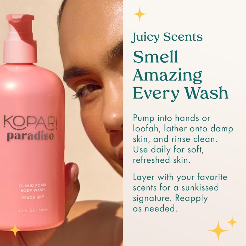 Kopari Paradiso Cloud Foam Body Wash – Watermelon Sugar | Hydrating Foaming Body Wash with Hyaluronic Acid & Vitamin E | Gentle Cleanse, Fruity Scent