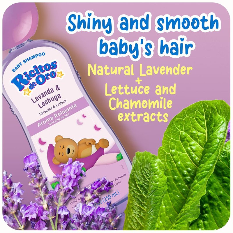 Ricitos de Oro Lavender Baby Shampoo - Nourishing & Gentle Tear-Free Formula, 8.45 oz, 3-Pack