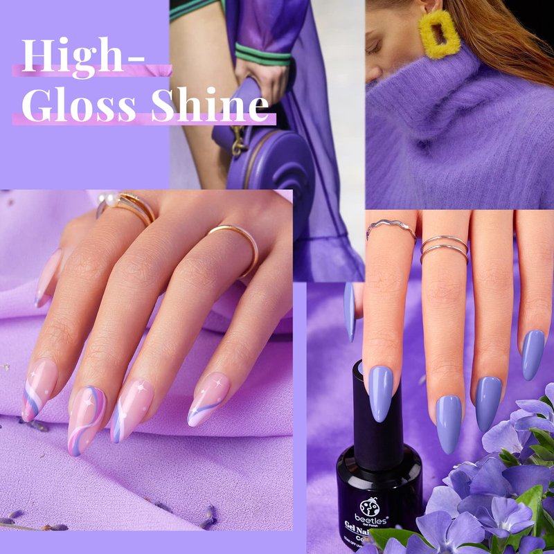 Beetles Purple Gel Polish - 1pc 15ml Periwinkle Pale Soft Purple Gel Summer Colors Soak Off Uv Lamp Nail Art Manicure Salon Design DIY Home Gift for Women Girls