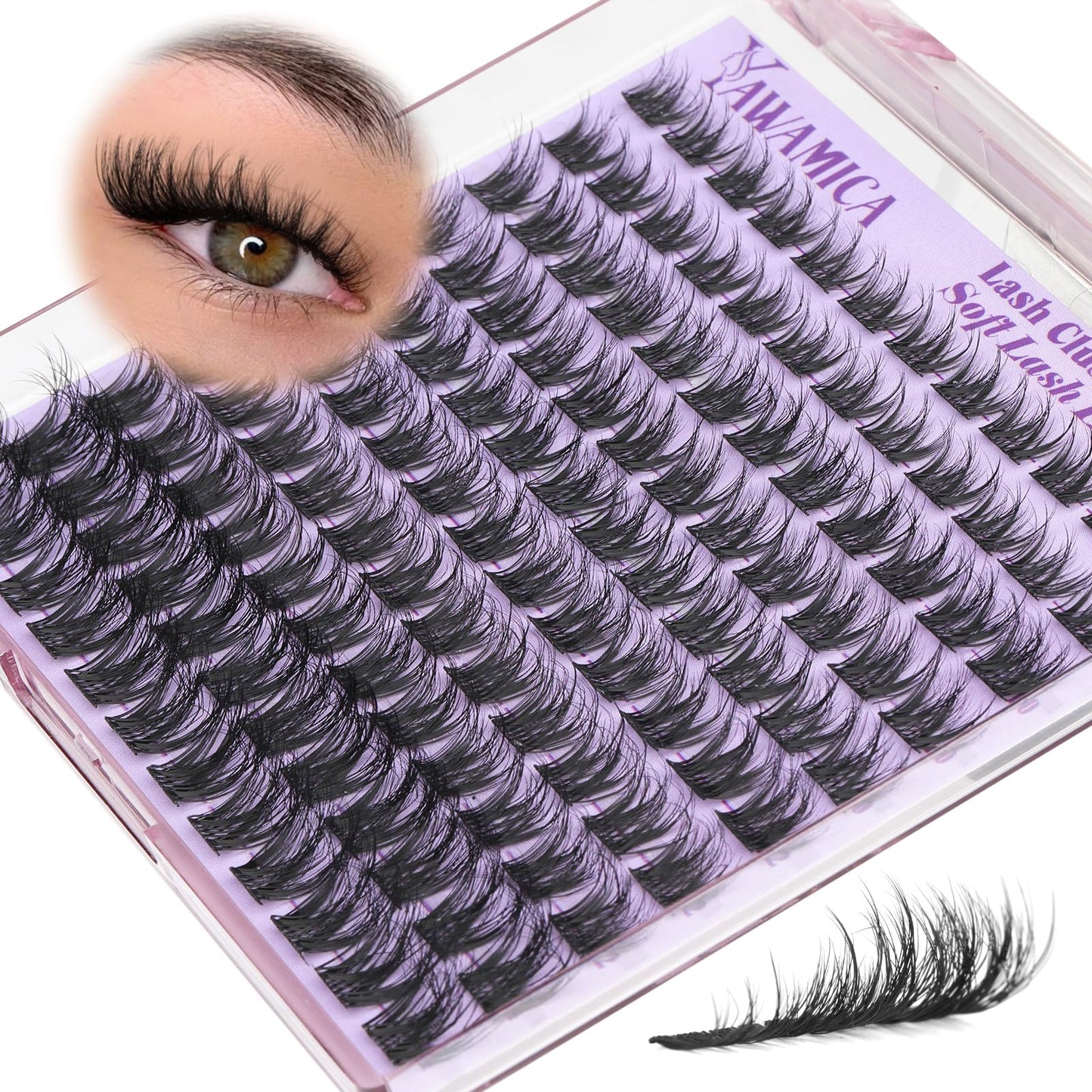 Wispy Fluffy Lash Clusters 8–14mm Short Eyelash Clusters Natural CC Curl Individual Lashes DIY Eyelash Extensions with Thin Lash Band for Daily Wear, Clean Girl & Soft Glam by Yawamica