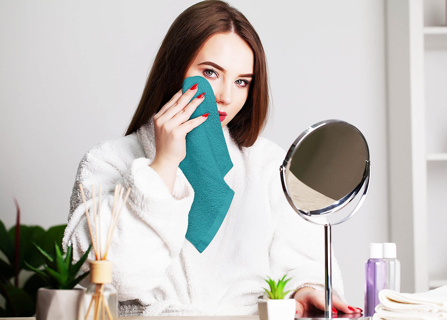 Utopia Towels 12 Pack Cotton Washcloths Set, 100% Ring Spun Cotton, Premium Flannel Face Cloths, Highly Absorbent and Soft Feel Fingertip Towels, Turquoise