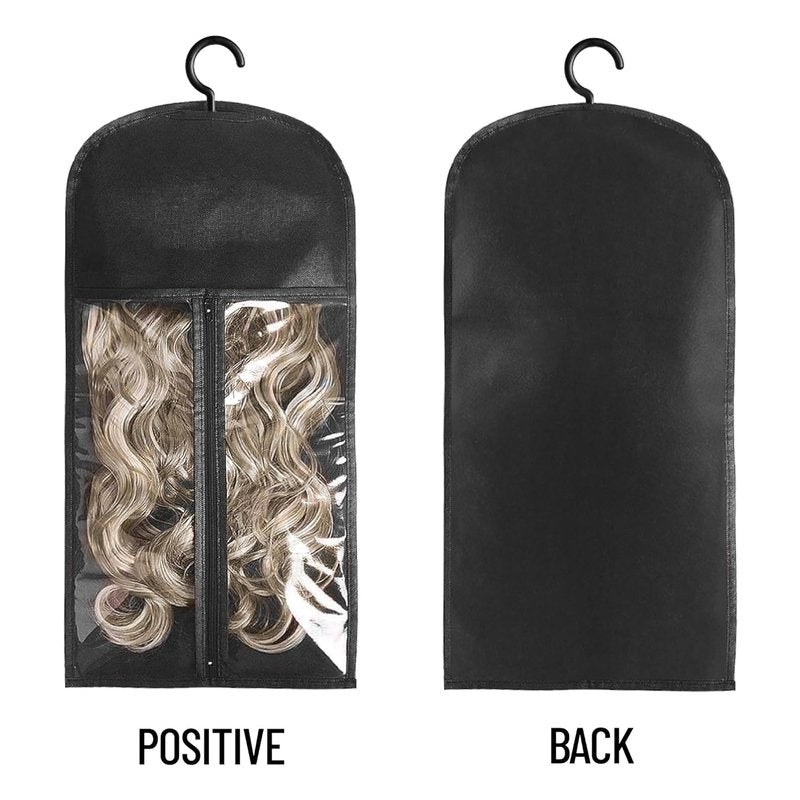 Hair Extension Holder - 2PCS Wig Stand & Organizer for Multiple Wigs | Black Hanger & Storage Bag