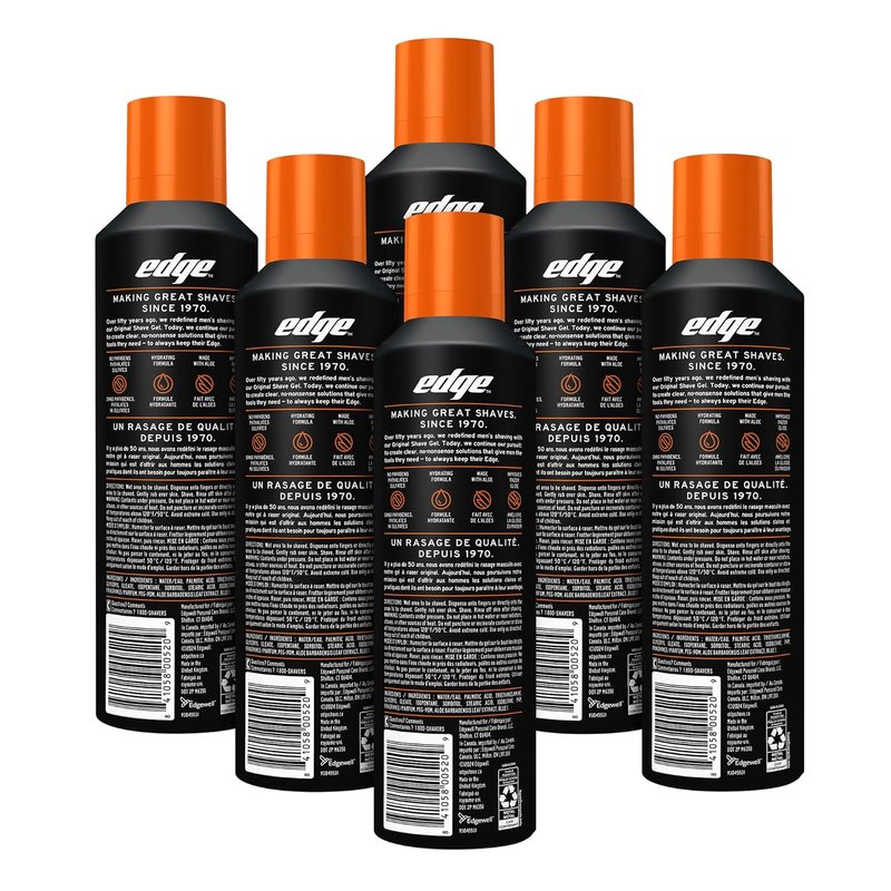 Edge Shaving Gel for Men - Sensitive Skin Formula with Aloe | Moisturizes & Soothes (6 Pack)