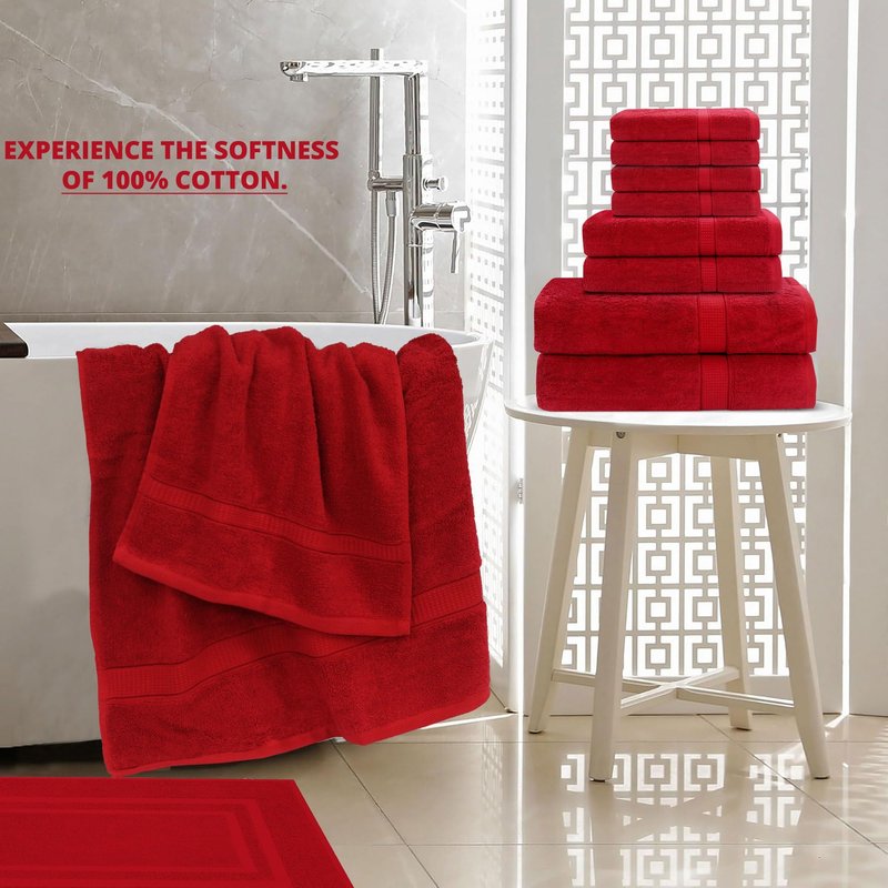 GOLD TEXTILES Premium Bath Towels Set (Pack of 24,27 x 54) 100% Ring-Spun Cotton Bathroom Towels for Hotel, Spa, Soft and Absorbent (27 x 54, Red - 24 Pcs)
