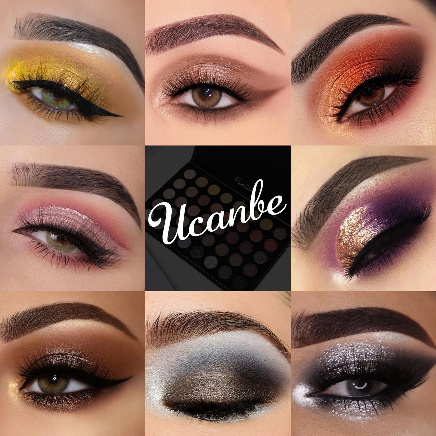 UCANBE Professional Neutral Smokey Eyeshadow Makeup Palette, Matte Shimmer Metallic Black Grey Dark Goth Eye Shadows for Halloween, Pigmented Warm Smoky Naked Nude Rosy Gold Brown Pallet Make Up Kit
