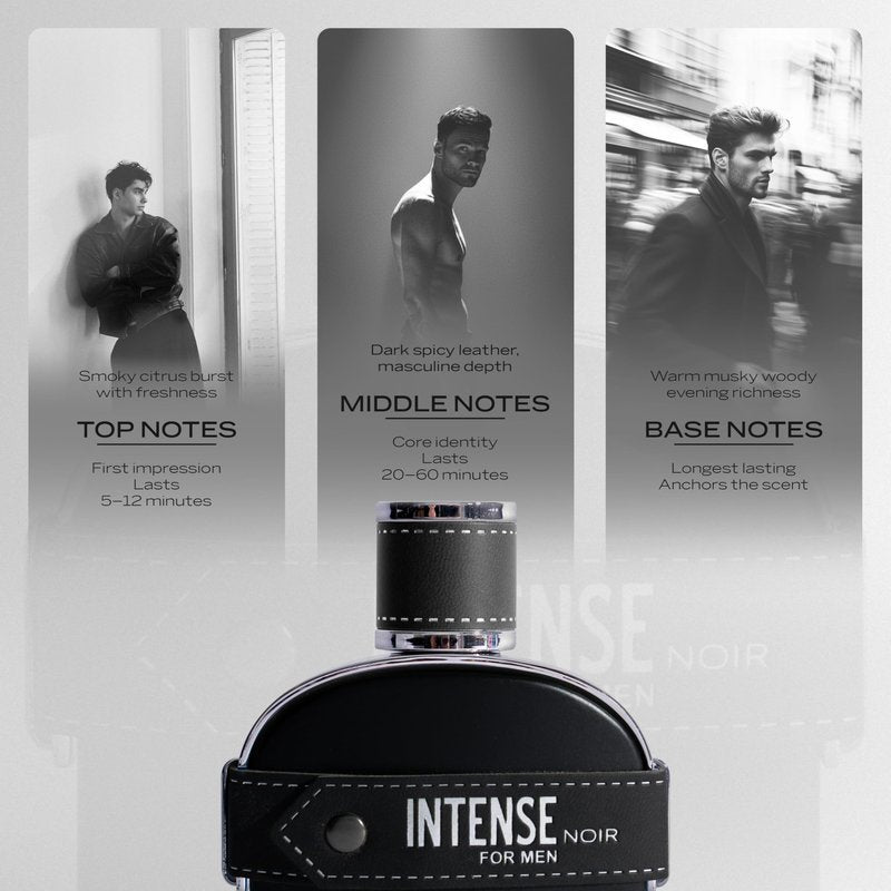 Sapil Intense Noir Eau de Parfum for Men – Long-Lasting Masculine Perfume with Amber, Leather, Patchouli & Musk – Bold Scent with Citrus Notes – 100ml