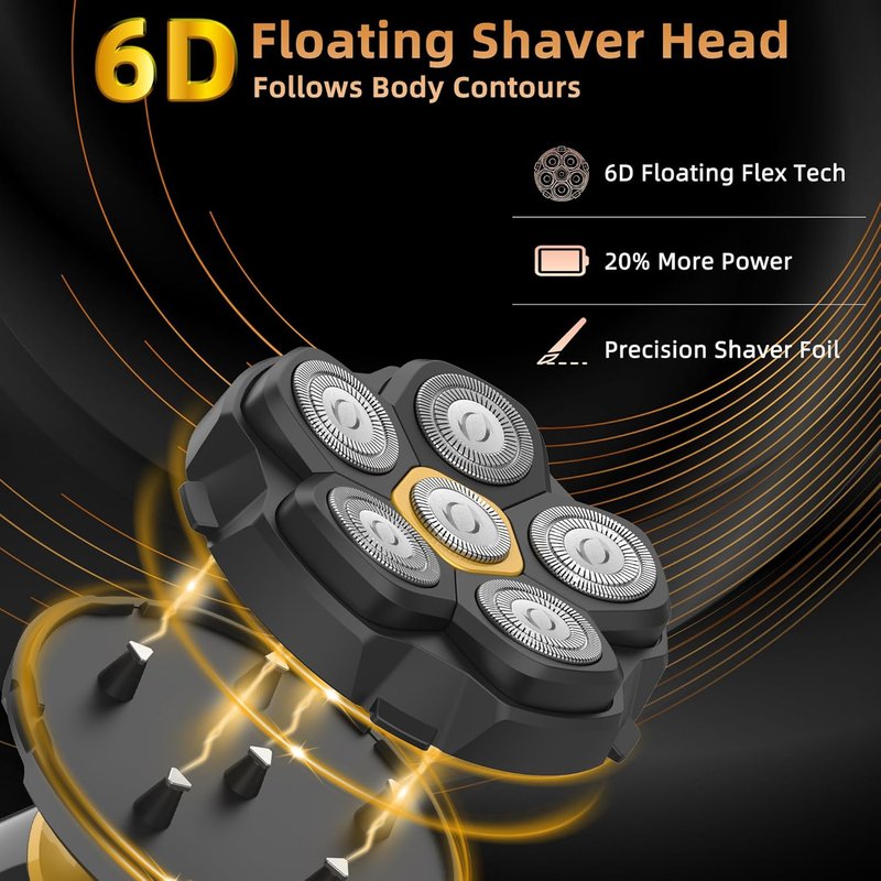 Electric Back Shaver for Men - Long Foldable Handle Back Razor with 6D No-Scratch Shaving - Self-Service Waterproof Grooming Kit for Body, Beard &Head Hair Removal, Gifts for Him (Matte Black)