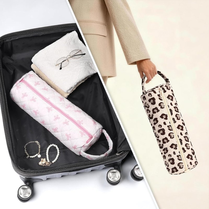 Likesing Quilted Hair Dryer Bag - Travel Case for Dyson Airwrap, Flexstyle & Curling Iron - Leopard Print Design