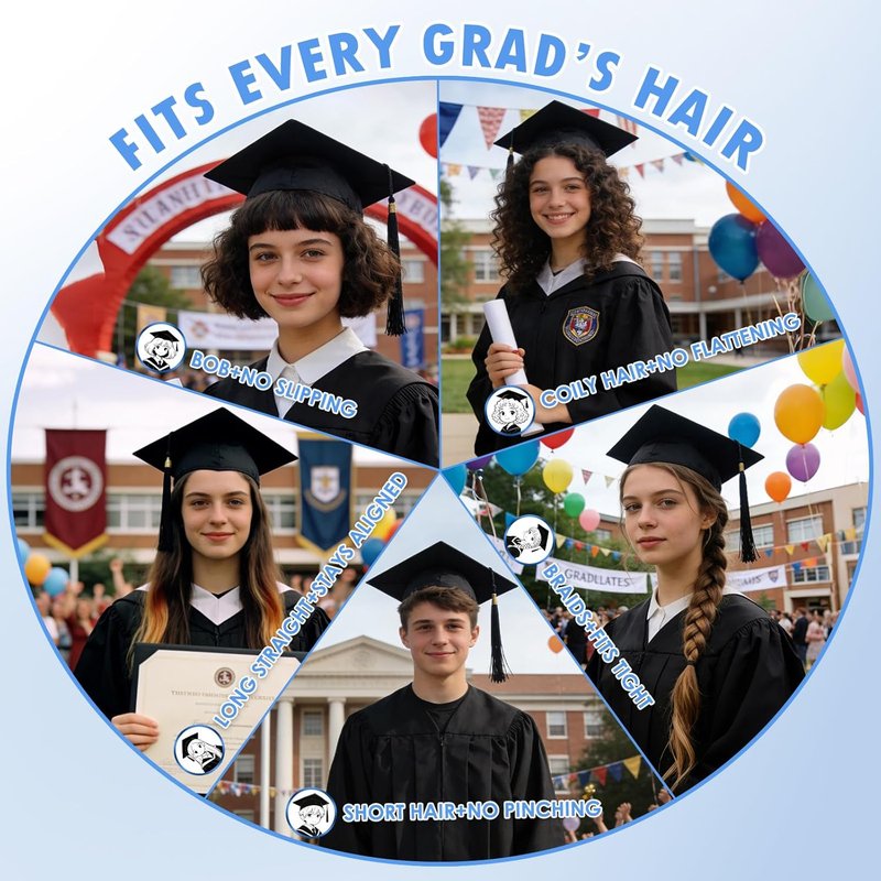 PUNCHMAN Graduation Cap Headband | Clear White Anti-Fall Hair Band for Secure Grad Cap