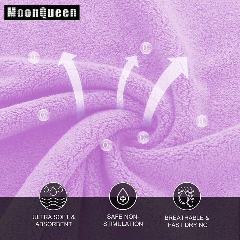MOONQUEEN Ultra Soft Premium Washcloths Set - 12 x 12 inches - 24 Pack - Quick Drying - Highly Absorbent Coral Velvet Bathroom Wash Clothes - Use as Bath, Spa, Facial, Fingertip Towel (Purple)