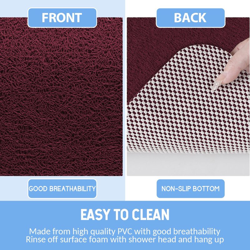 Hargiis Non-Slip Bathtub Mat, Anti Slip Shower Mat, Fast Drying Bathtub Mats, Foot Scrubber Mat, Anti Slip Mat for Tub, Floor, Bathroom, Kitchen, Home, Hotel (Wine Red 40"×16")