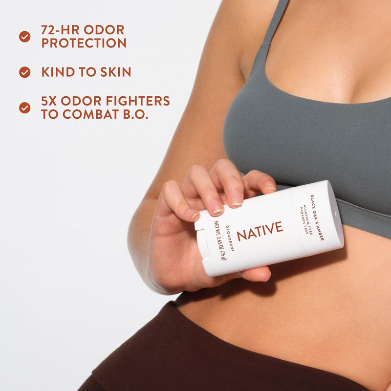 Native Deodorant - Aluminum Free Odor Control for Men & Women | Black Oak & Amber, 2.65oz