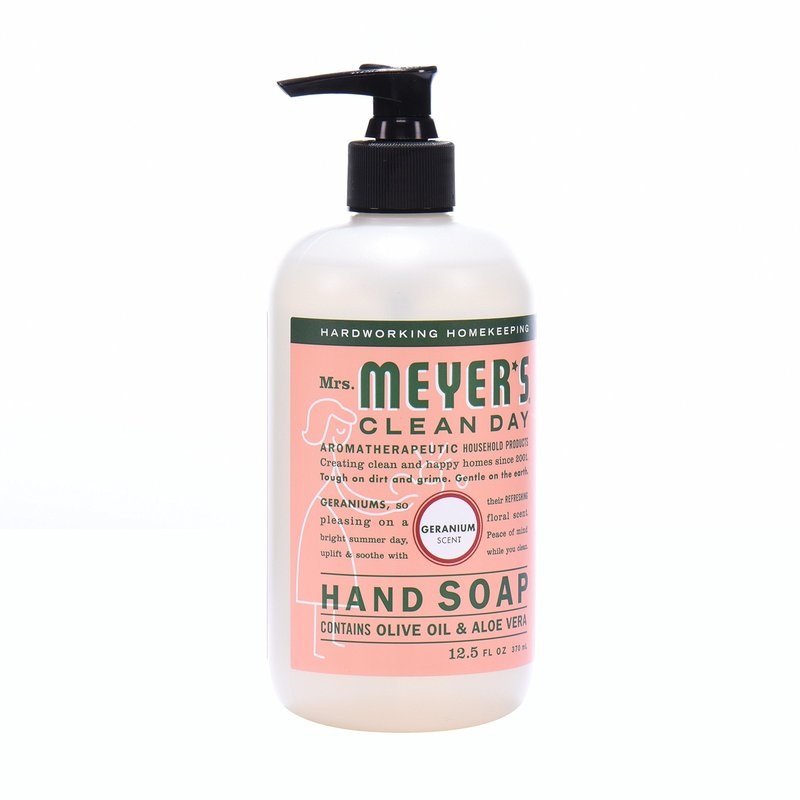 MRS. MEYER'S CLEAN DAY Hand Soap, Made with Essential Oils, Geranium, 12.5 fl. oz - Pack of 6