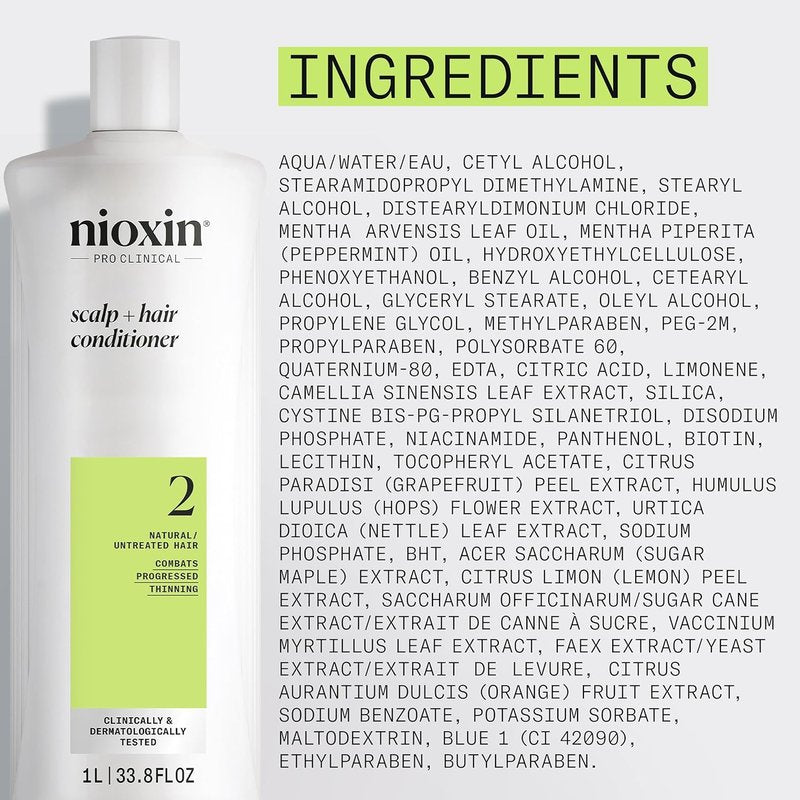 NIOXIN System 2 Hair Thickening Conditioner - Boost Density & Shine for Natural Hair | Enriched with Niacinamide & Biotin