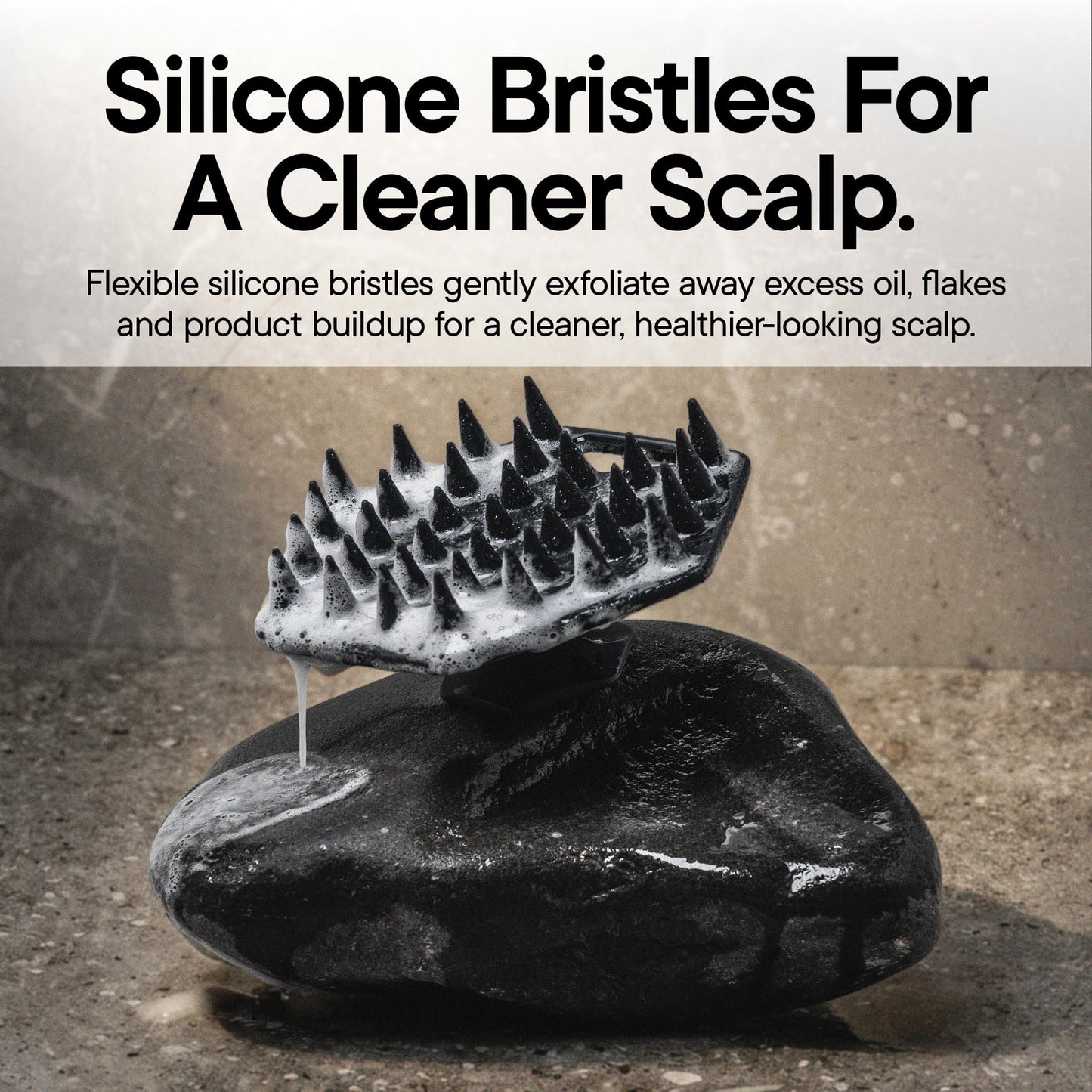 TOOLETRIES Scalp Scrubber & Hook - Silicone Exfoliating Hair Scrubber for Men, Bath & Shower Accessories - Features Silicone-Grip Technology, Removable & Reusable