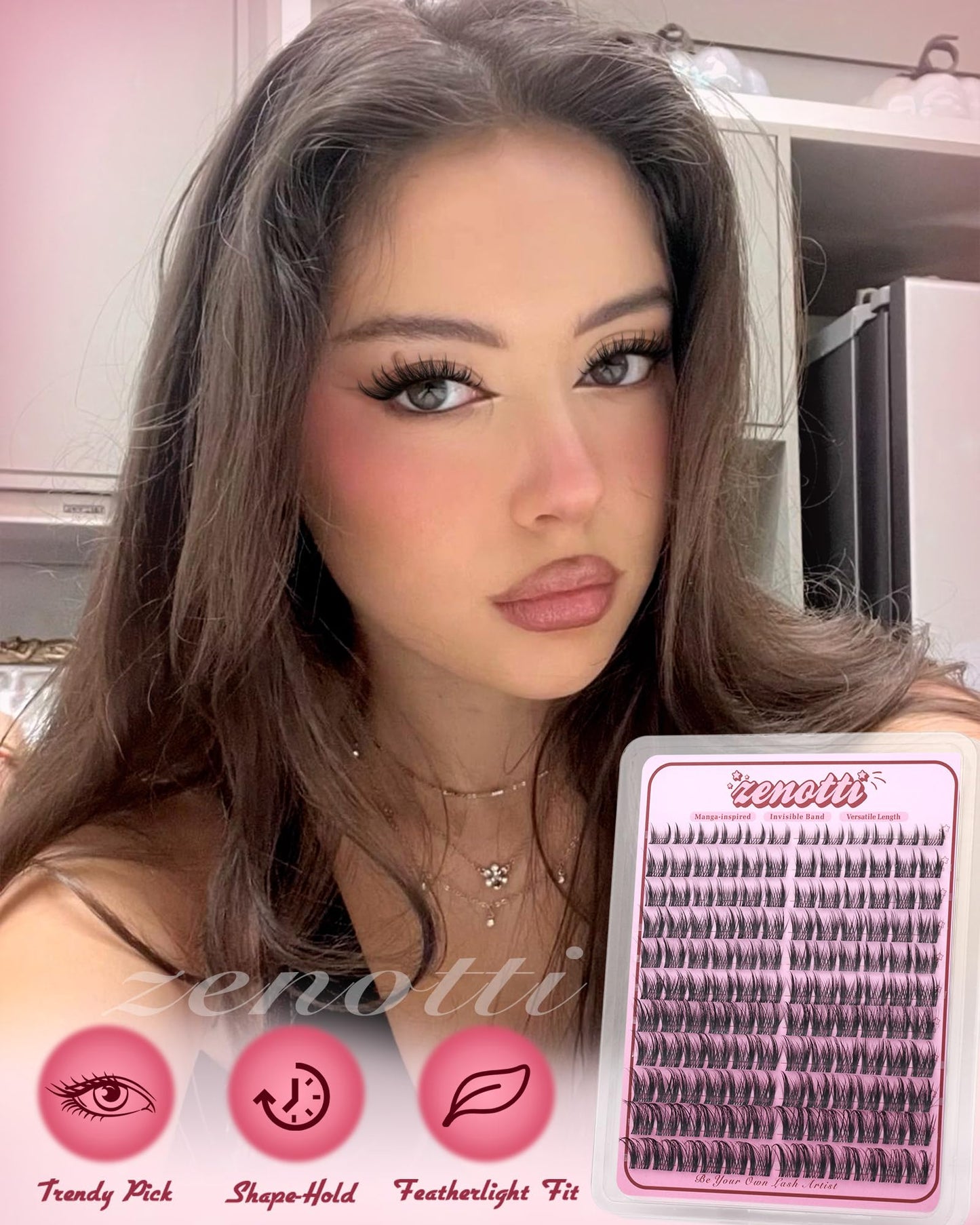 Wispy Lash Clusters Natural Manga Eyelash Clusters Fairy Spiky Individual Lashes Anime Cluster Eyelash Extensions 8-16MM 132PCS Invisible Band Eyelash Extensions by zenotti
