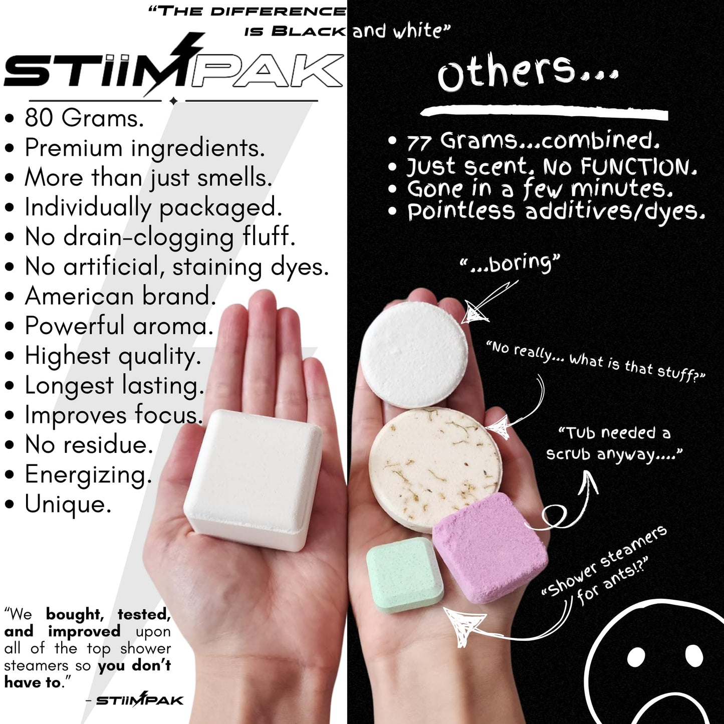 Shower Steamers Variety Pack | XXL 80g Extra Strength Aromatherapy | for Sinus Relief, Energy, Relaxation & Connection | Pure Essential Oils & Core Ingredients | Discovery by STiiMPAK (8 Pak)