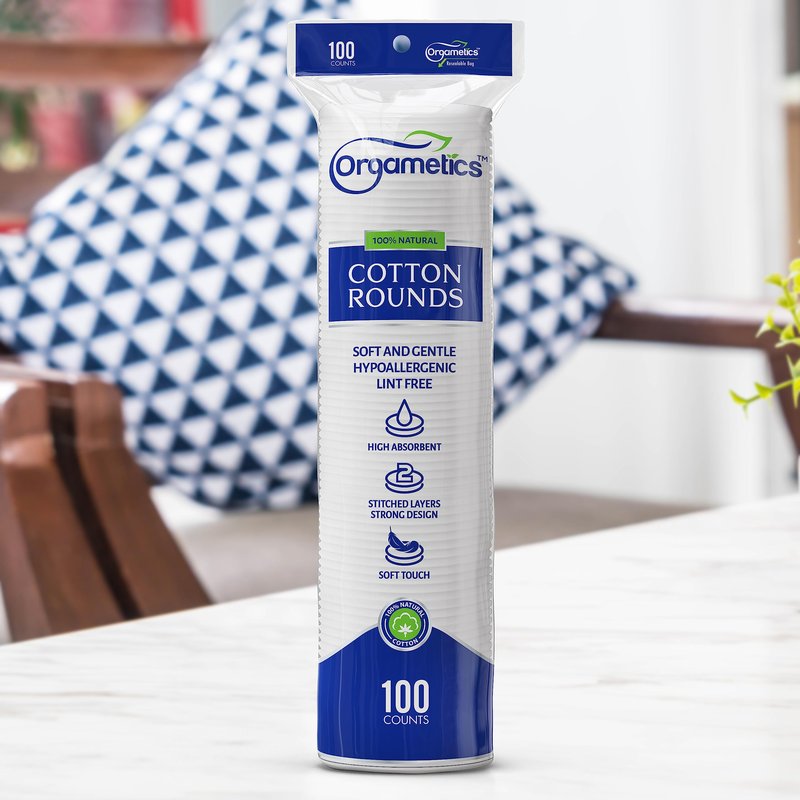 Orgametics Cotton Rounds, 100% Natural Turkish Cotton Premium Makeup Remover and Facial Cleansing Round Pads, Lint Free, Hypoallergenic and Ultra Soft, Luxury Quality (200 Count-Pack of 2)