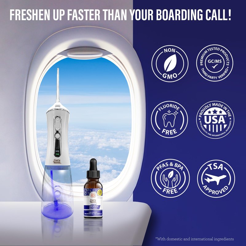 GuruNanda Advanced Water Flosser 2.0 with UV Mode & Concentrated Mouthwash Duo - Fresh Breath & Thorough Plaque Removal for a Brighter Smile